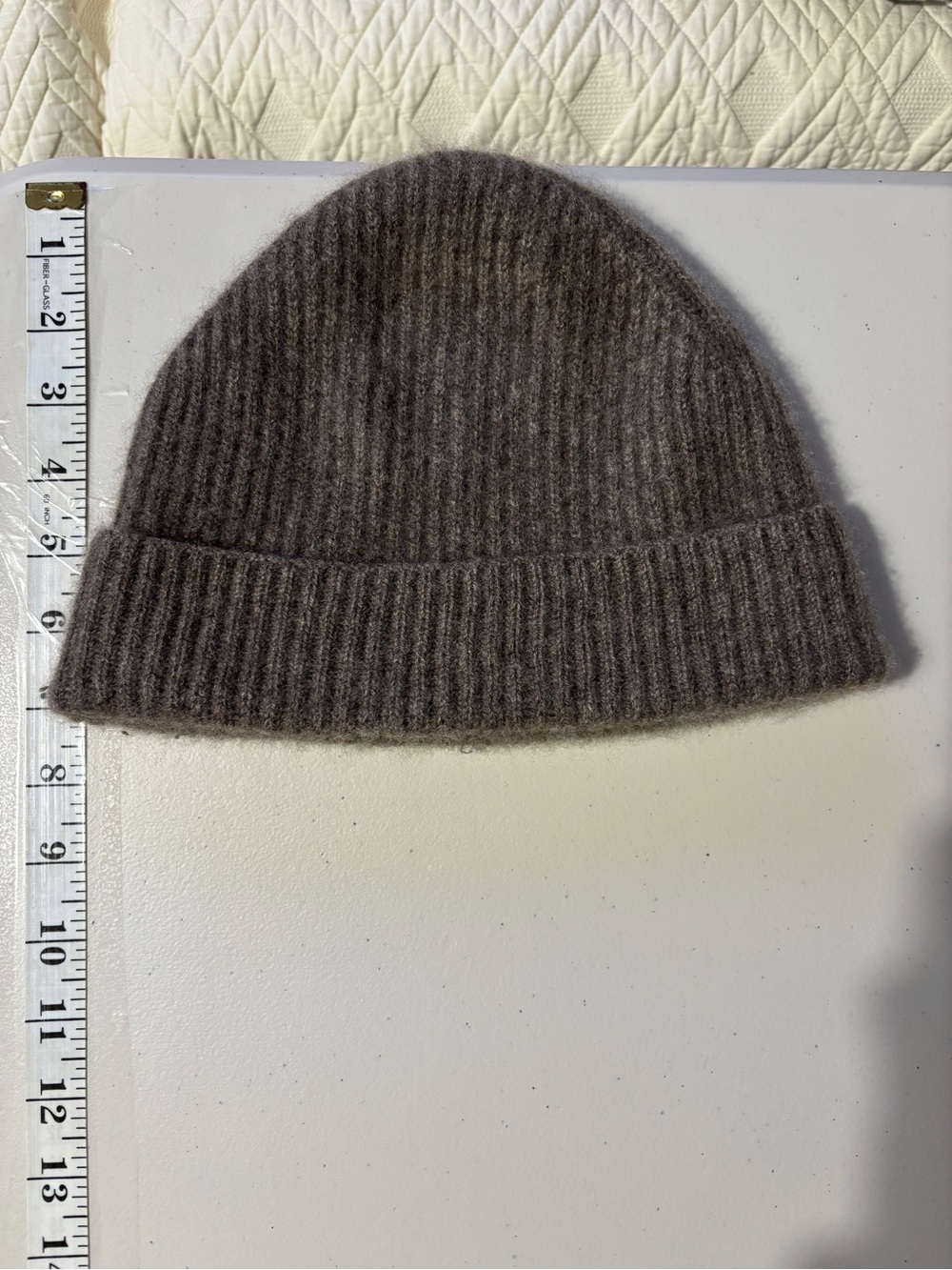 Androgynous Cashmere Beanie Fisherman Ribbed Medium Weight Elevated Basic Soft - Picture 6 of 7
